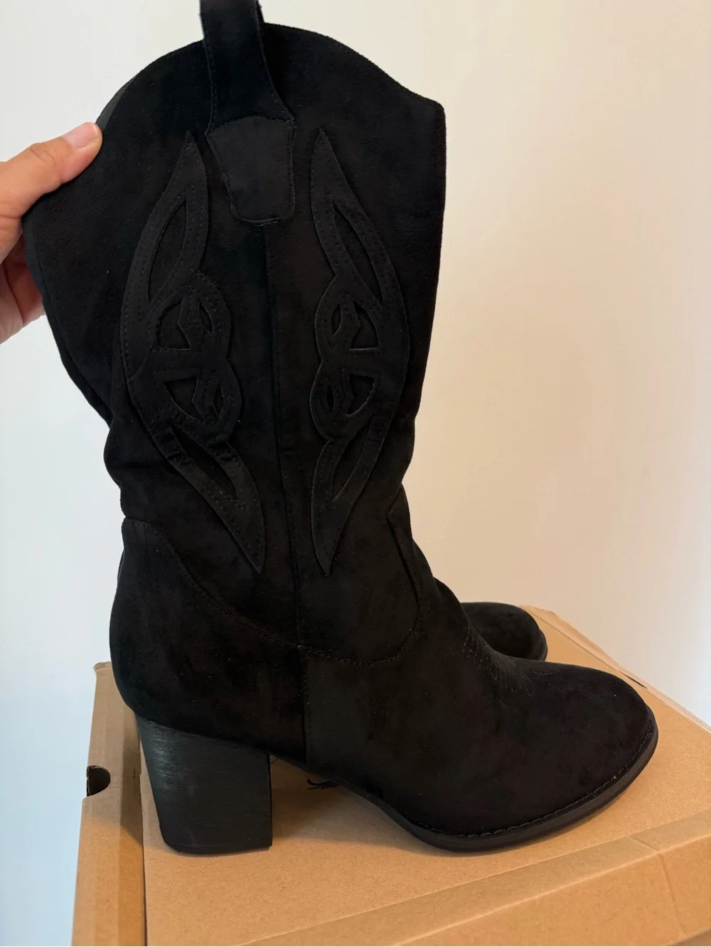 Shibever Cowboy Black Boots for Women Size 10 New in Box #Lux-CL